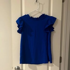 Blue Ruffle Sleeve Top